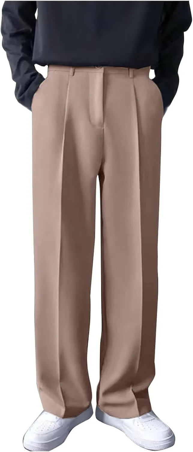 Mens Dress Pants Stretch Classic Fit Dress Pants Pleated Front Casual Pant Dress Pants Straight Fit Pants