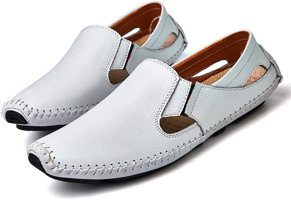 Men's Driving Shoes Leather Fashion Slipper Casual Slip on Loafers Shoes in Summer