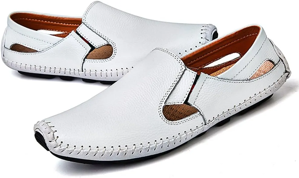 Men's Driving Shoes Leather Fashion Slipper Casual Slip on Loafers Shoes in Summer