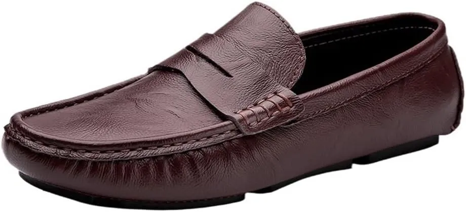 Men's Loafers Shoes Vegan Leather Stitching Details Round Toe Lightweight Flexible Comfortable Casual Classic Slip-ons