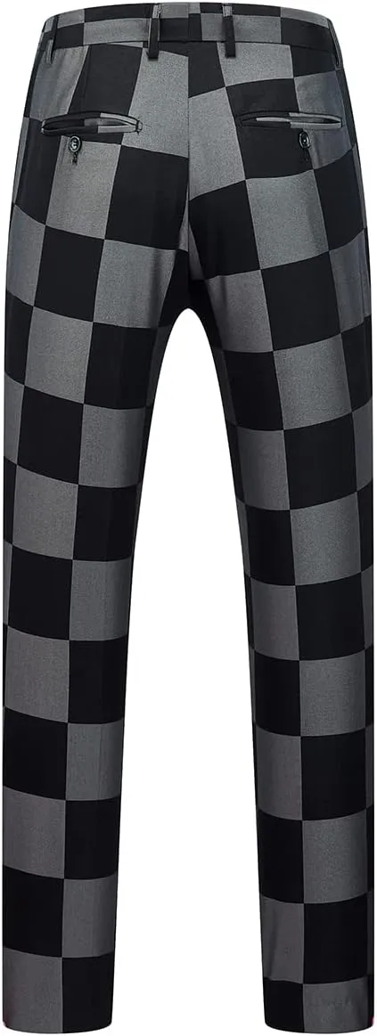 Mens Plaid Suit Slim Fit 3 Pieces Casual Checked Vintage Tuxedo Suit for Men for Wedding Business Party Blazer Pants & Vest
