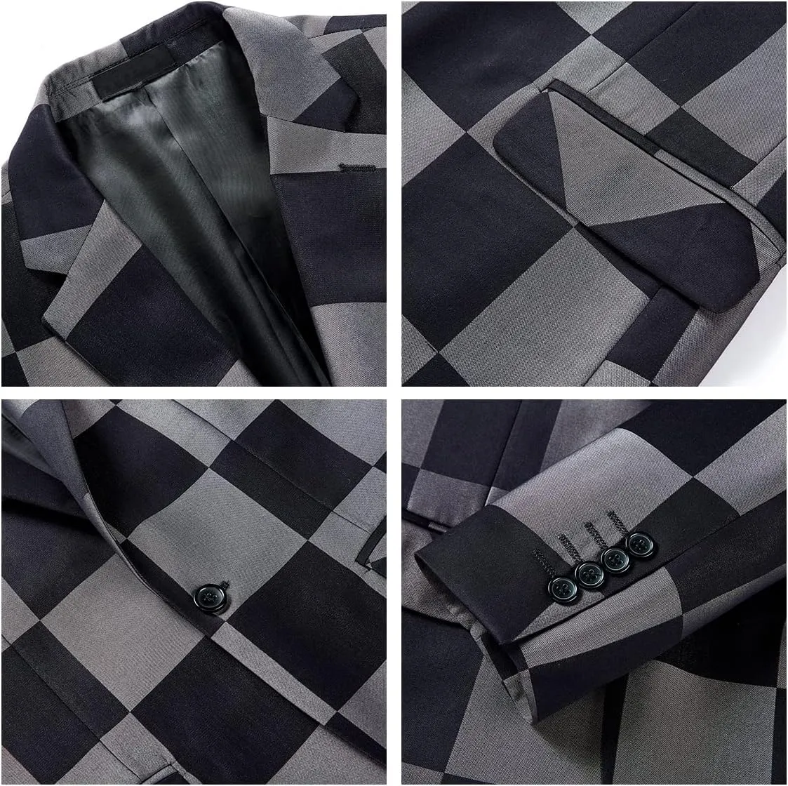 Mens Plaid Suit Slim Fit 3 Pieces Casual Checked Vintage Tuxedo Suit for Men for Wedding Business Party Blazer Pants & Vest
