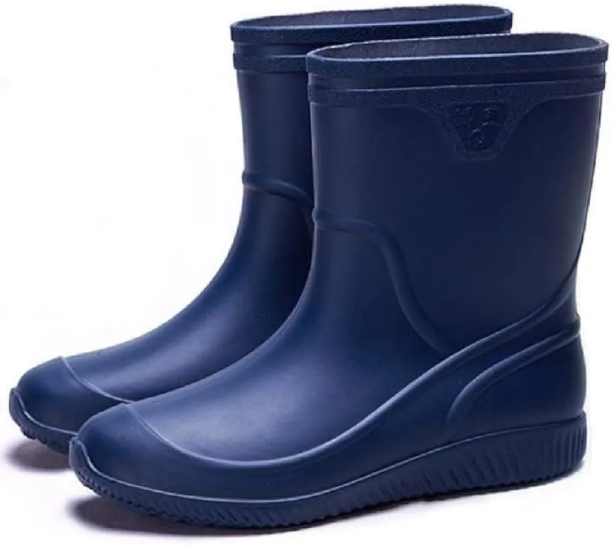 Mens Rain Boots Slip On Non-Slip Rubber Waterproof Ankle Boots Rain Shoes