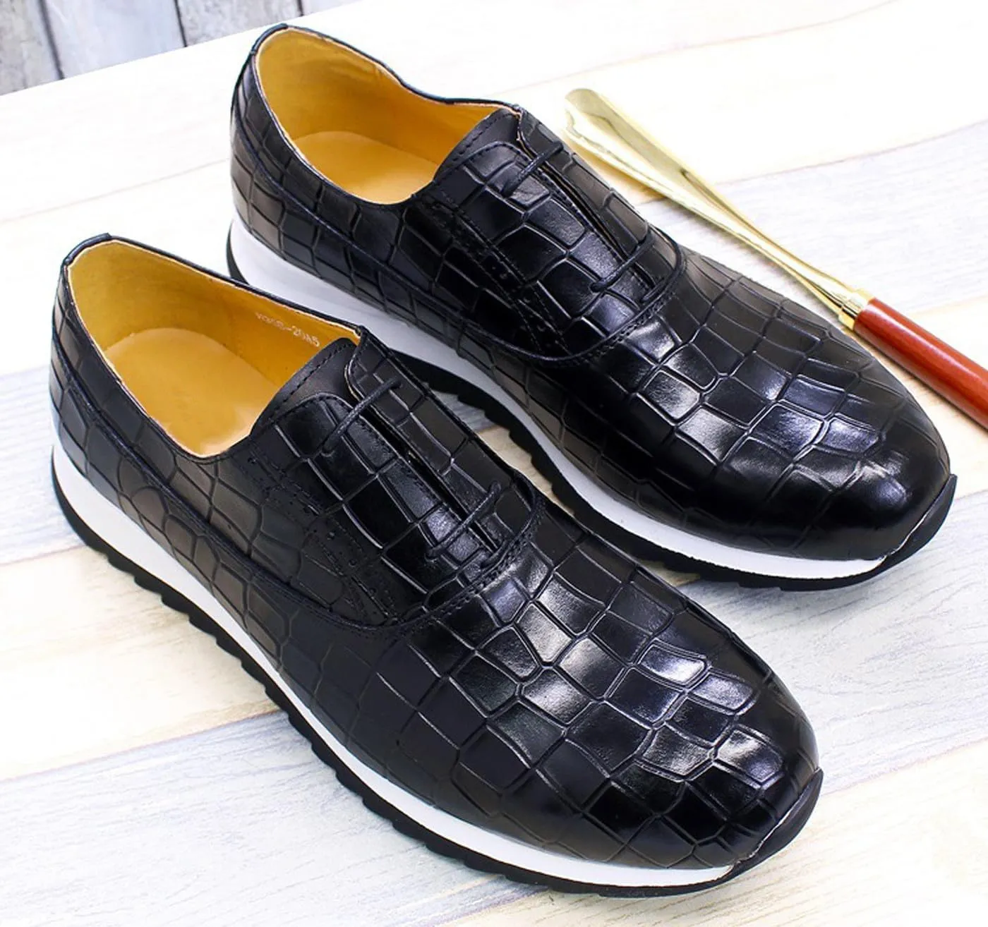 Mens Sneakers Casual Shoes Fashion Comfort Walking Shoes Modern Breathable Genunie Leather Flat Oxfords Men's Running Shoes