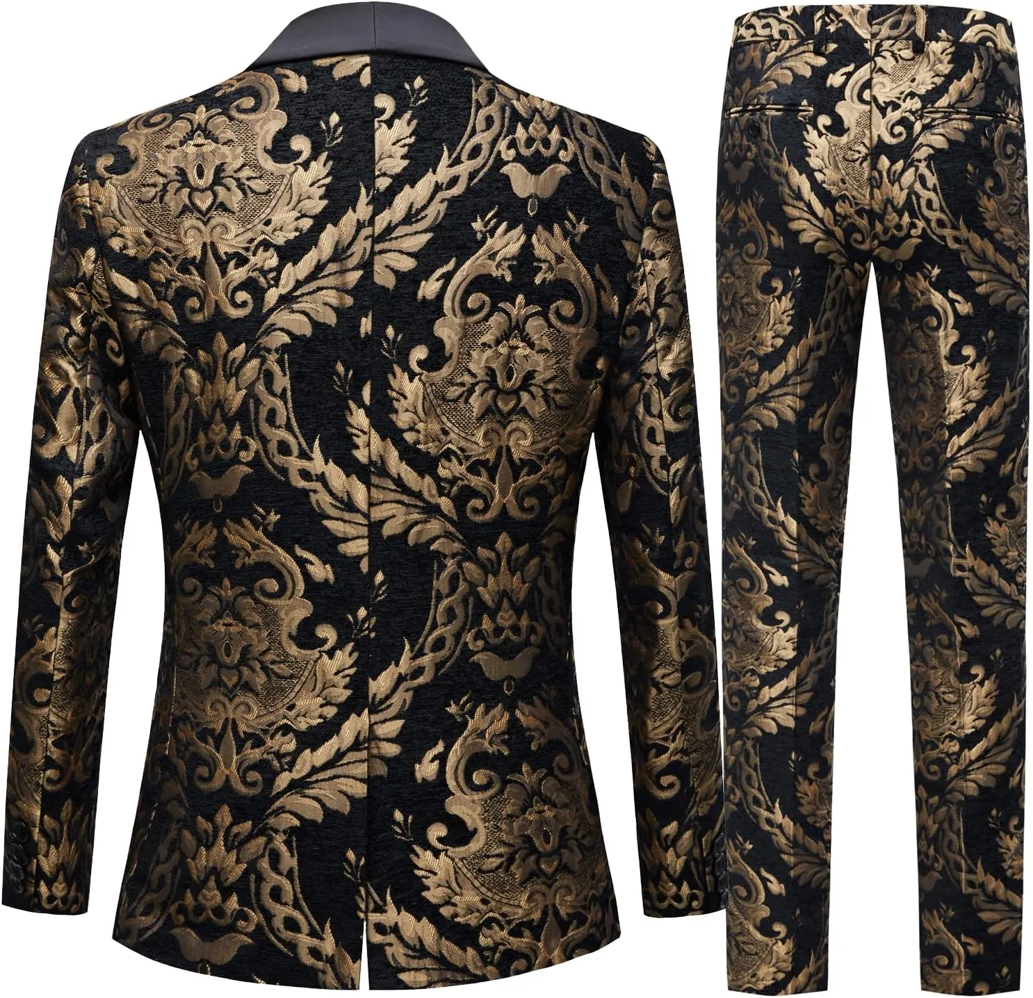 Mens Suit Jacquard Silm Fit 2-Piece Shawl Lapel Tuxedo Wedding Party Prom Suit Set