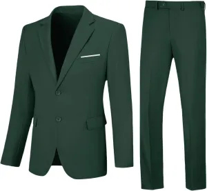 Men's Suit Slim Fit 2 Piece Prom Suits Two Button Jacket Blazer Pants Formal Wedding Dinner Business Tuxedo