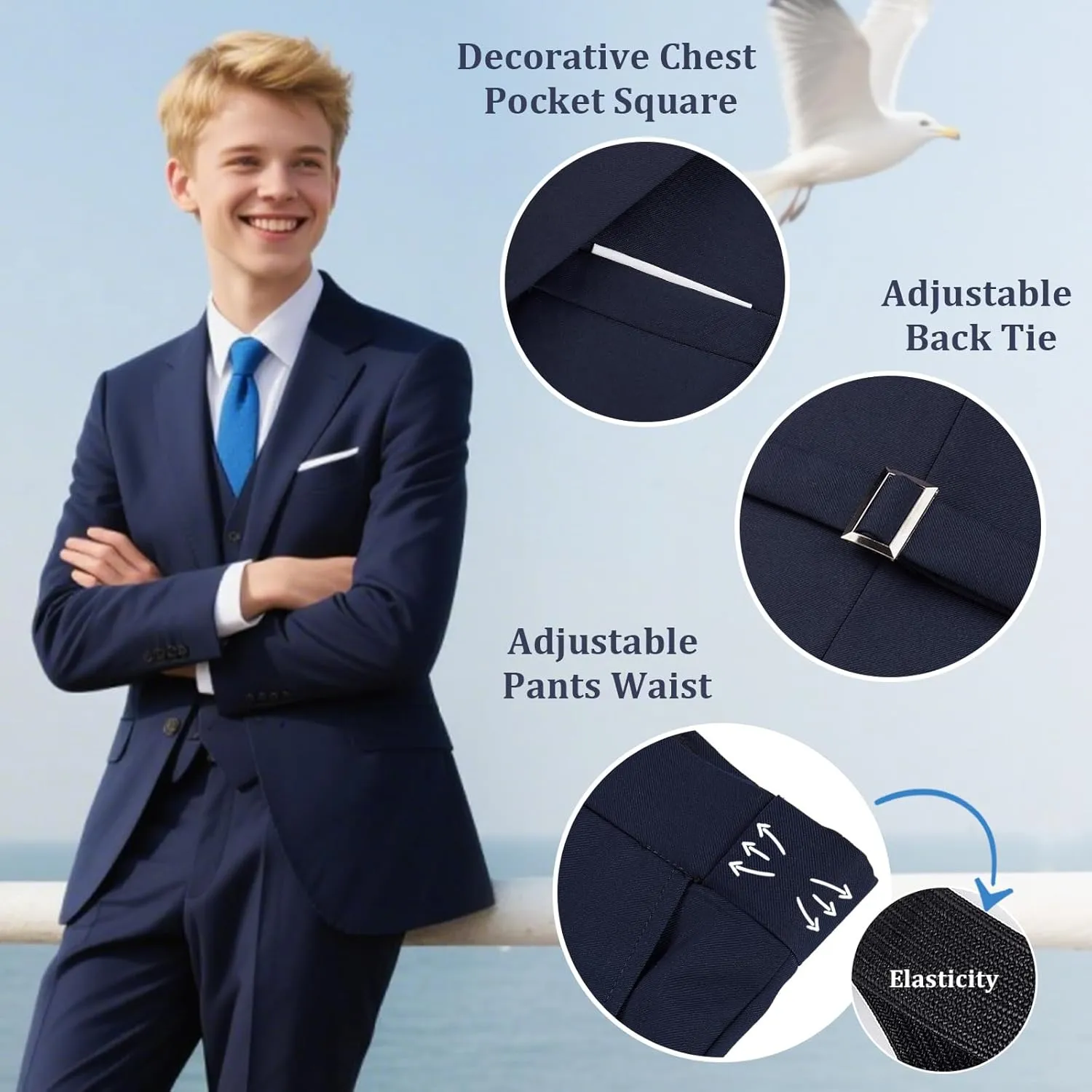 Mens Suits Regular Fit 3 Piece Tuxedo Blazer Jacket Vest Pants Formal Suit Set for Men Wedding Prom Casual