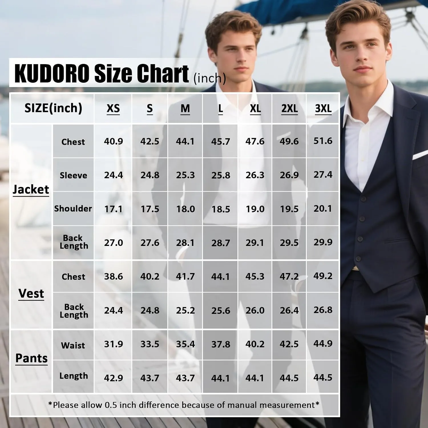 Mens Suits Regular Fit 3 Piece Tuxedo Blazer Jacket Vest Pants Formal Suit Set for Men Wedding Prom Casual