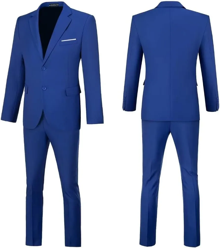 Mens Suits Slim Fit Prom Homecoming Suit for Men Wedding Business Tux Outfit 2 Piece Suit Jacket Blazer ＆Pants Set