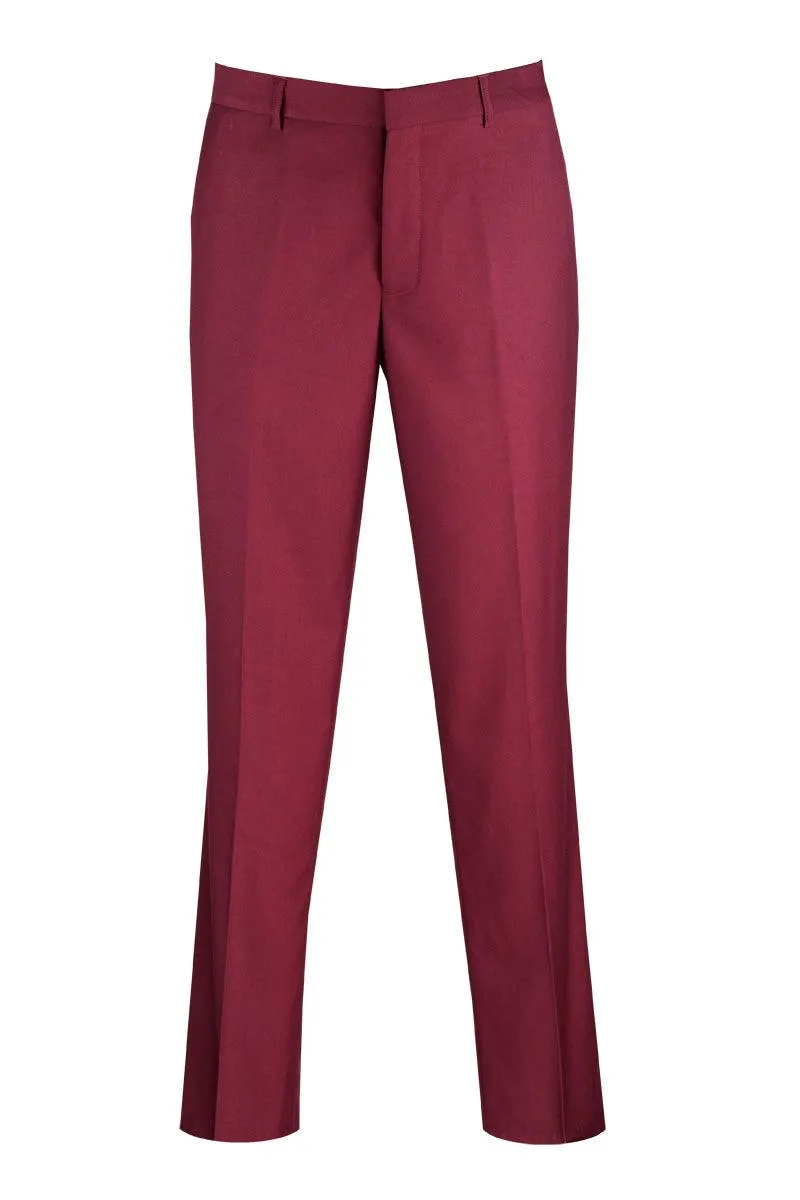 Men's Vinci Premium Wool Feel Dress Pants - Modern Fit Burgundy