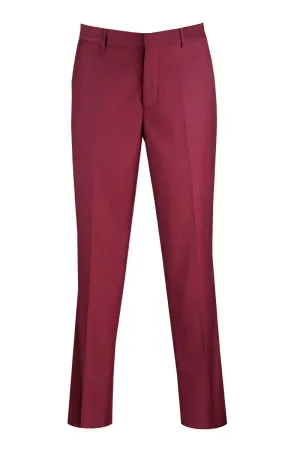 Men's Vinci Premium Wool Feel Dress Pants - Modern Fit Burgundy