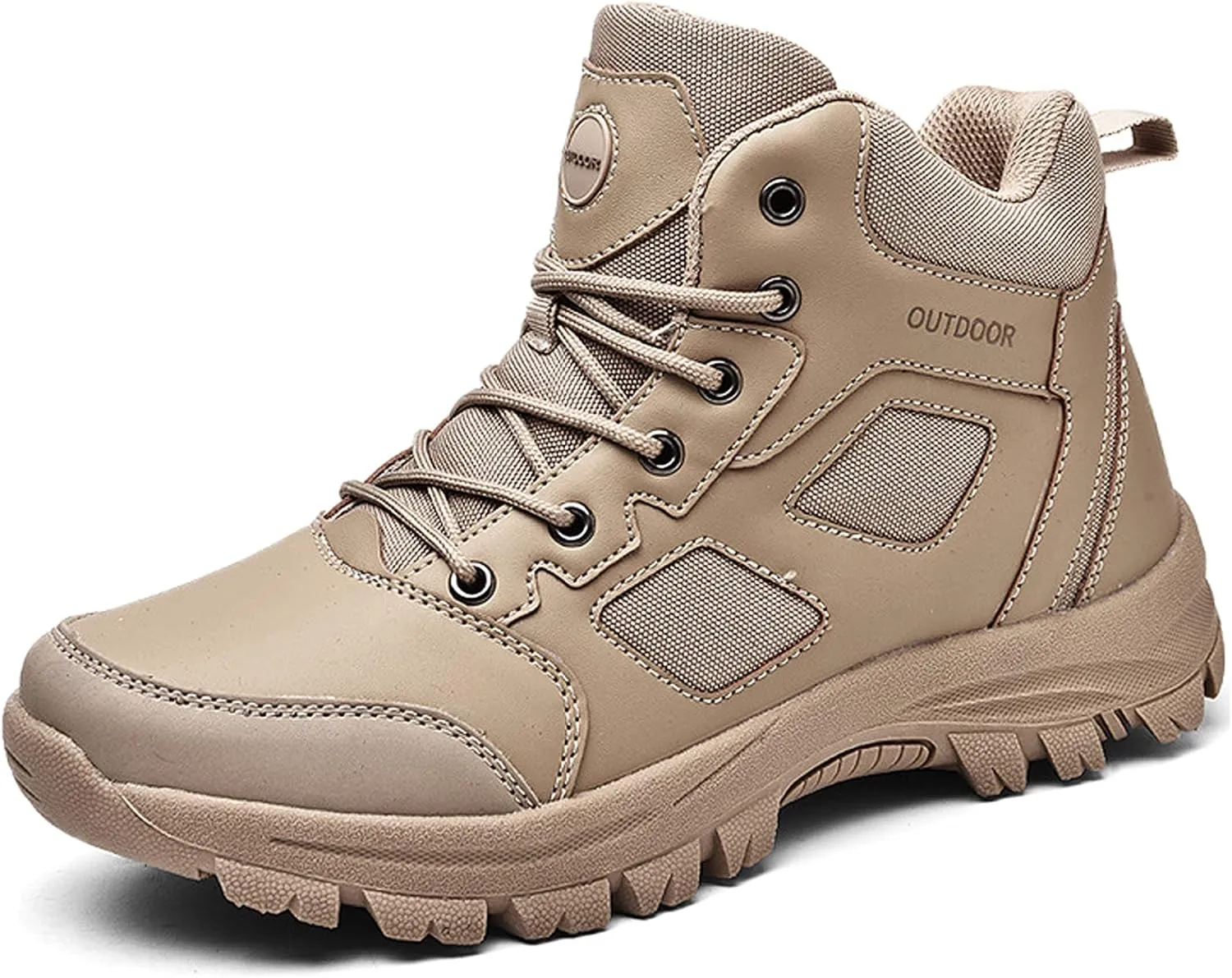 Mens Walking Boots Outdoor Non-Slip Trekking Shoes High Top Waterproof Walking Boots Lightweight Hiking Boots-Sand||EU38/US6.5