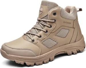 Mens Walking Boots Outdoor Non-Slip Trekking Shoes High Top Waterproof Walking Boots Lightweight Hiking Boots-Sand||EU38/US6.5