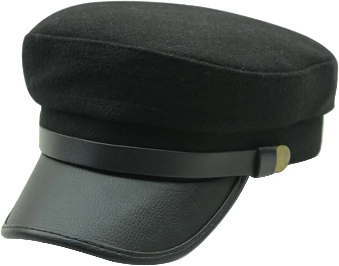 Mens Women Vintage Army Cadet Military Navy Sailor Cap Flat Top Hats