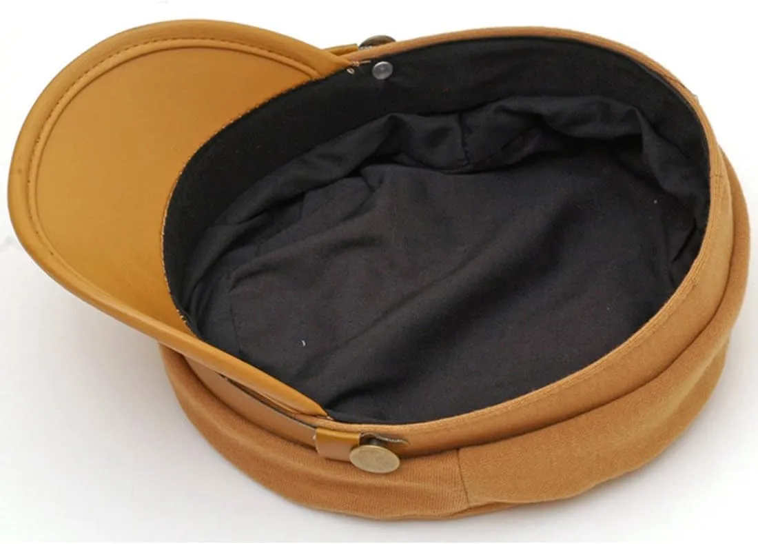 Mens Women Vintage Army Cadet Military Navy Sailor Cap Flat Top Hats