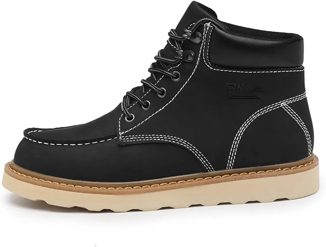 MENS Work Boot High-tops Slip Resistant Protective Leather Shoes Outdoor Sports Fluffing Warm Shoes In Winter Cotton-padded Shose.