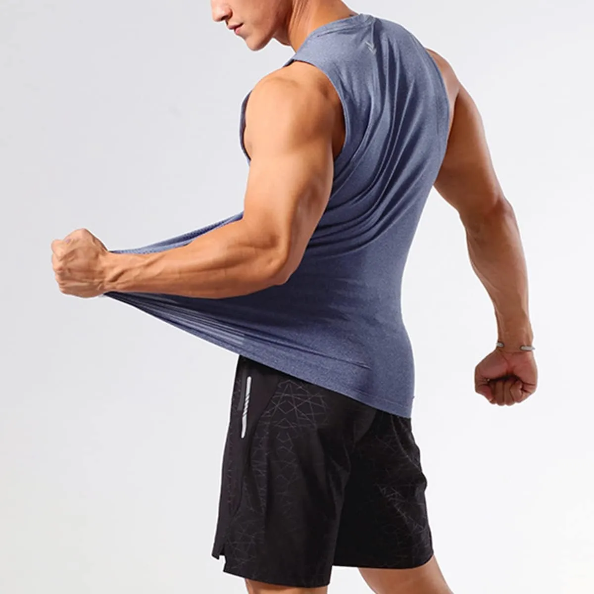 Mens Workout Muscle Tanks Gym Vest Fitness Jogging Sports Tank Tops Quick-Dry T49T51