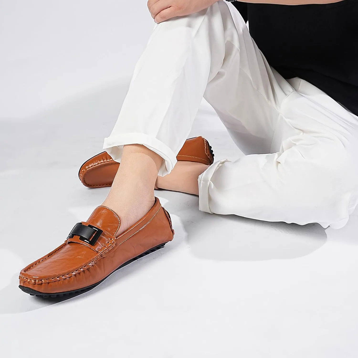 Mens's Loafers Genuine Leather Penny Loafers Slip on Casual Shoes Non Slip Lightweight Office Shoes