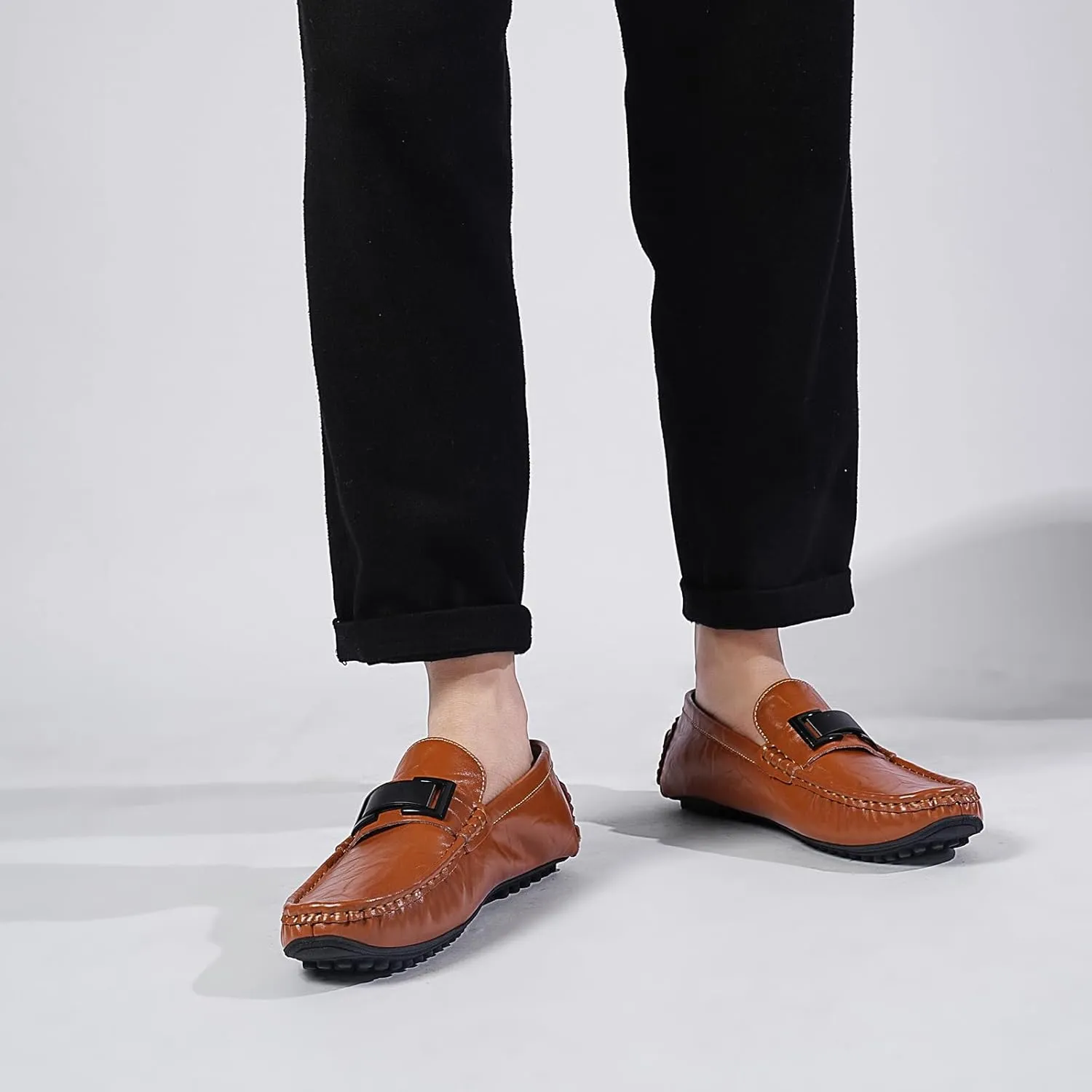 Mens's Loafers Genuine Leather Penny Loafers Slip on Casual Shoes Non Slip Lightweight Office Shoes