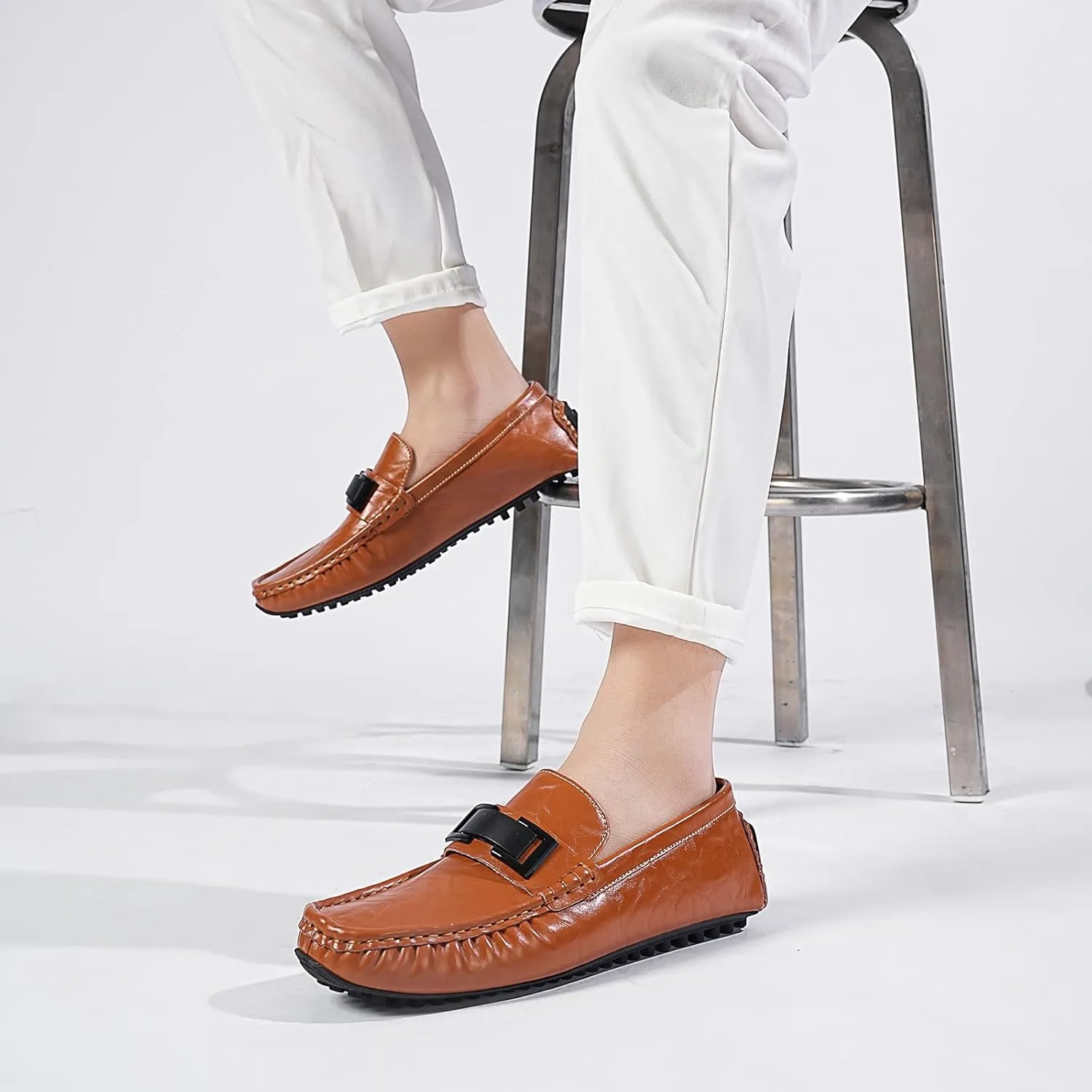 Mens's Loafers Genuine Leather Penny Loafers Slip on Casual Shoes Non Slip Lightweight Office Shoes