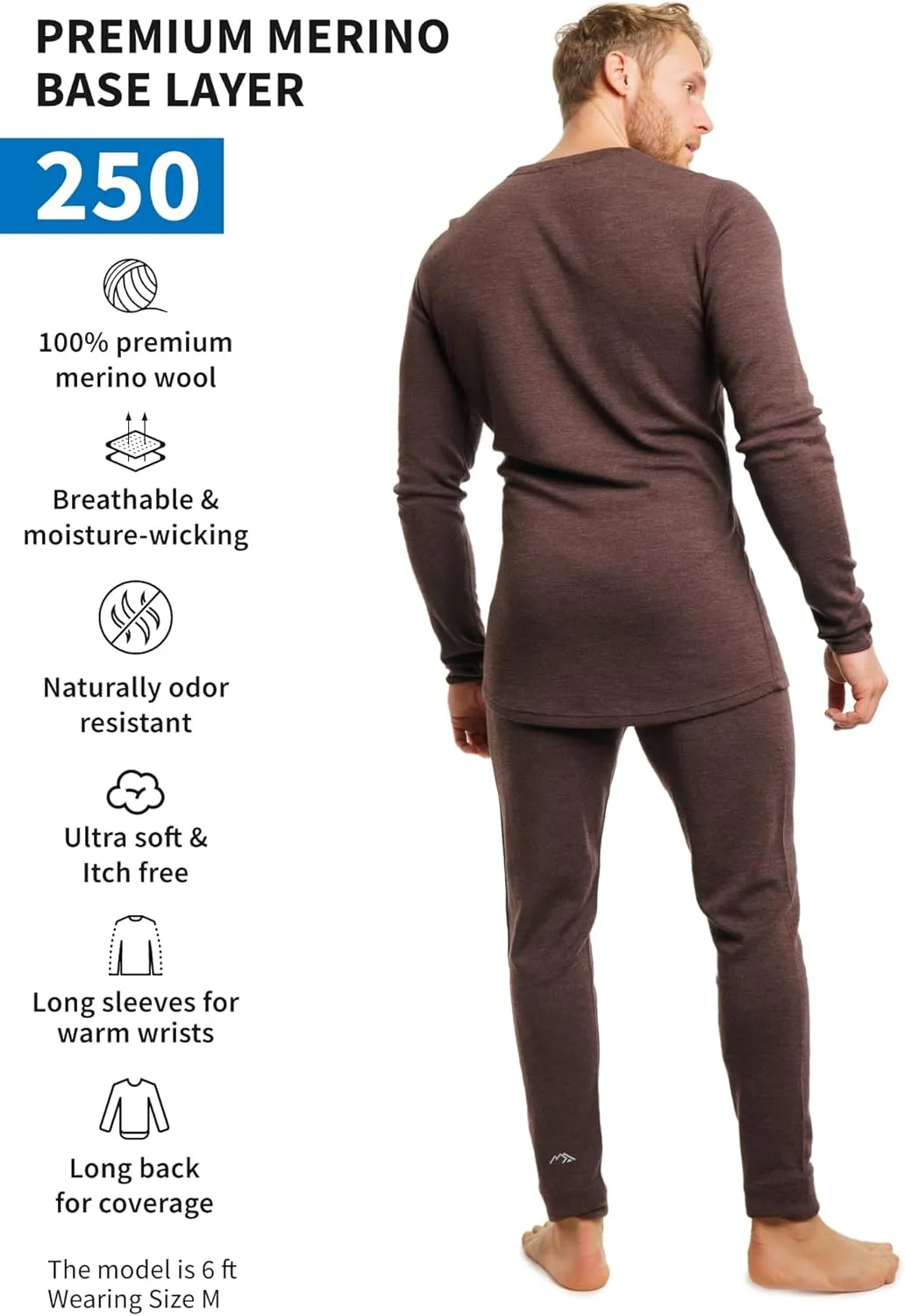 Merino.tech Merino Wool Base Layer Mens Set - Heavyweight, Midweight, Lite Merino Wool Thermal Underwear For Men Top, Bottom