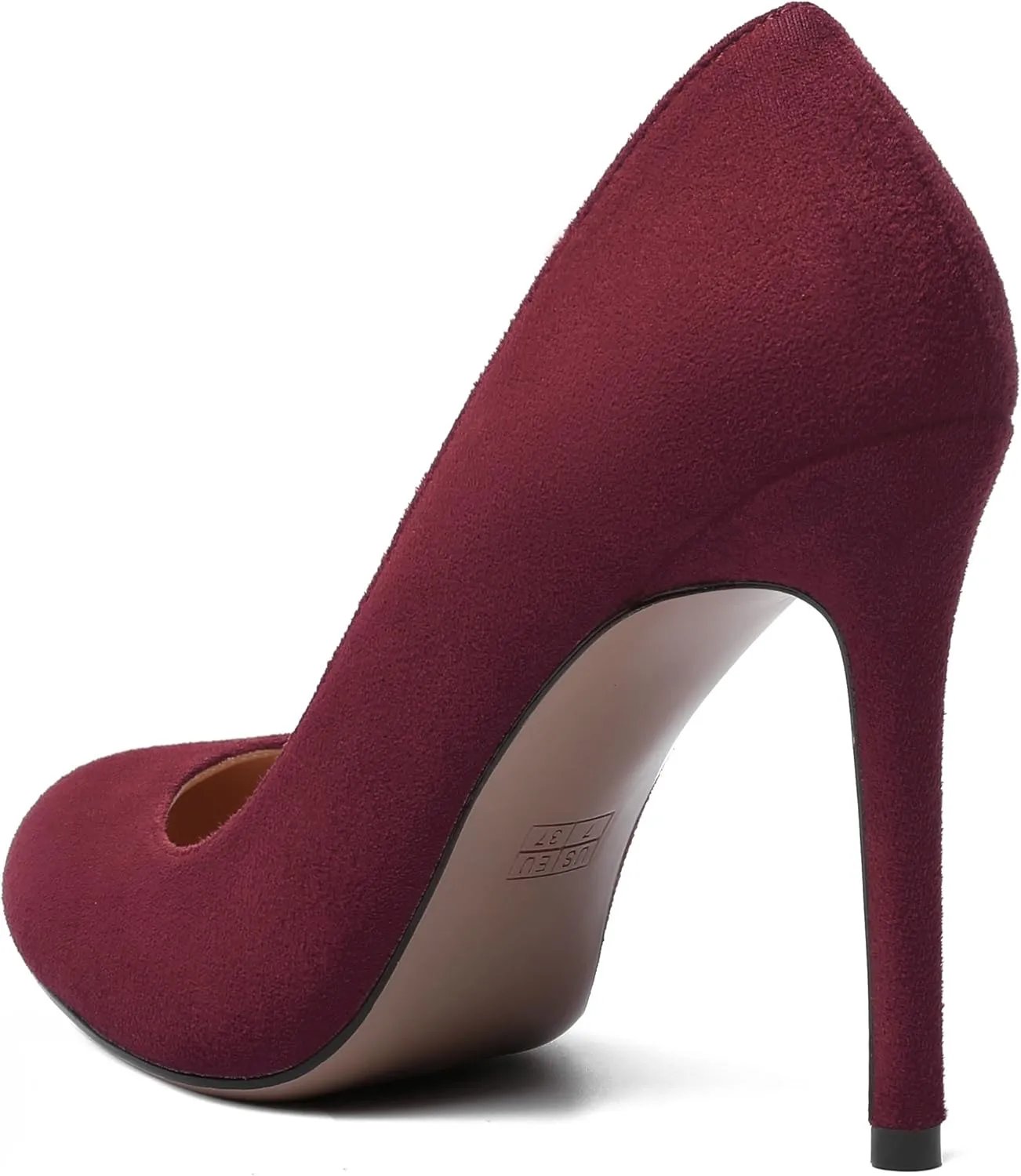 MERRORI Womens Slip On Classic Platform Round Toe Elegent Party Suede Stiletto High Heel Pumps Shoes 4 Inch