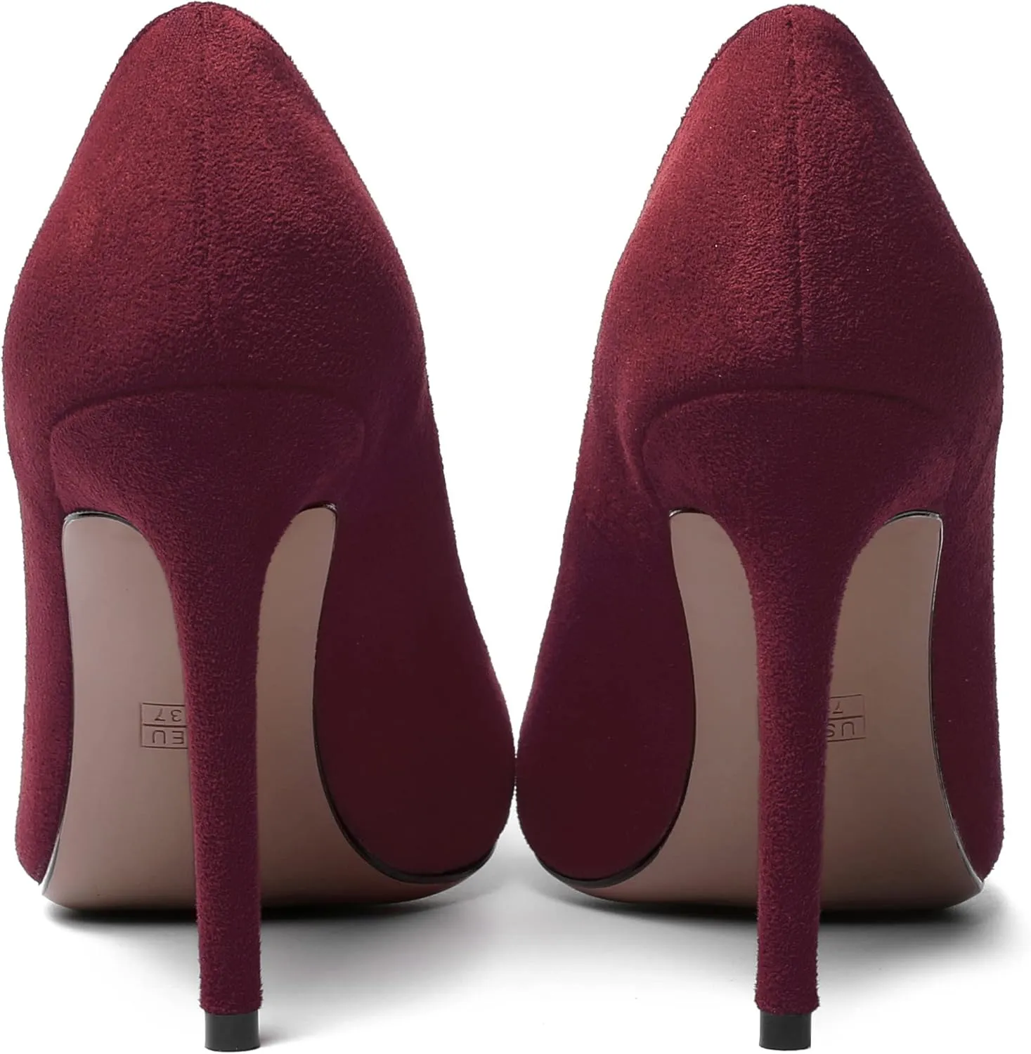 MERRORI Womens Slip On Classic Platform Round Toe Elegent Party Suede Stiletto High Heel Pumps Shoes 4 Inch