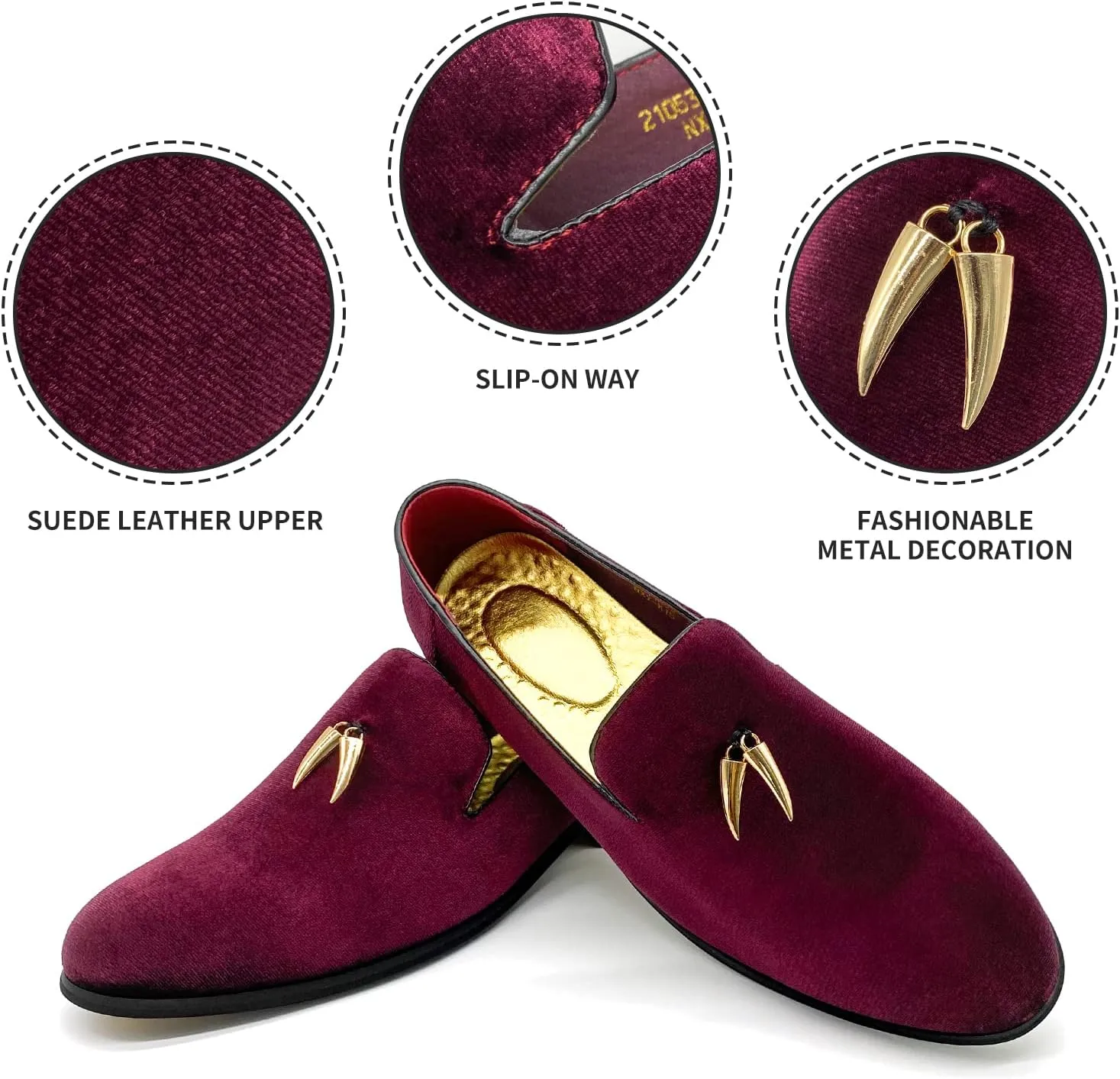 MHB Men's Penny Slip-On Velvet Loafer Suede Dress Shoes Glitter Smoking Slipper