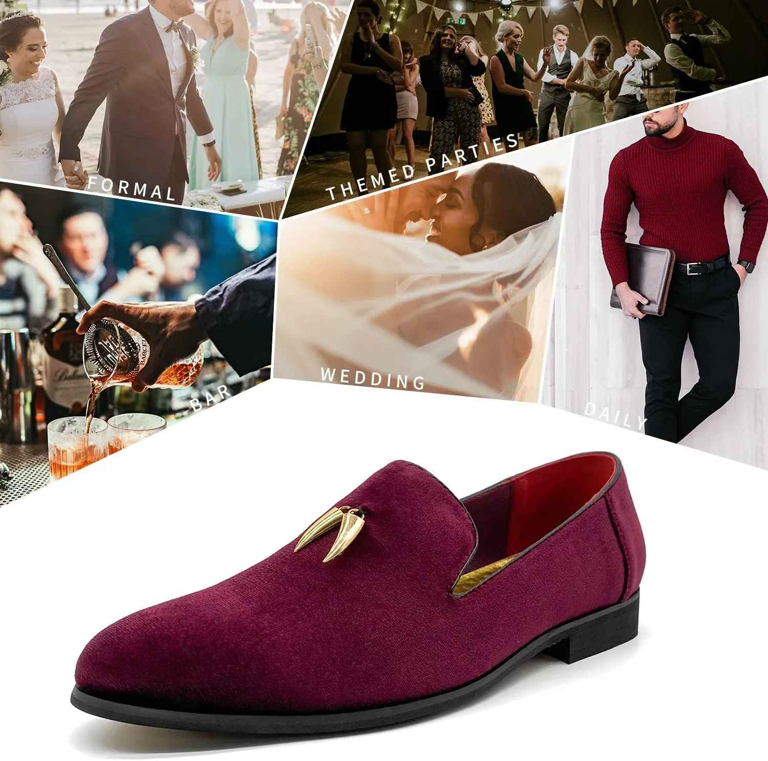 MHB Men's Penny Slip-On Velvet Loafer Suede Dress Shoes Glitter Smoking Slipper