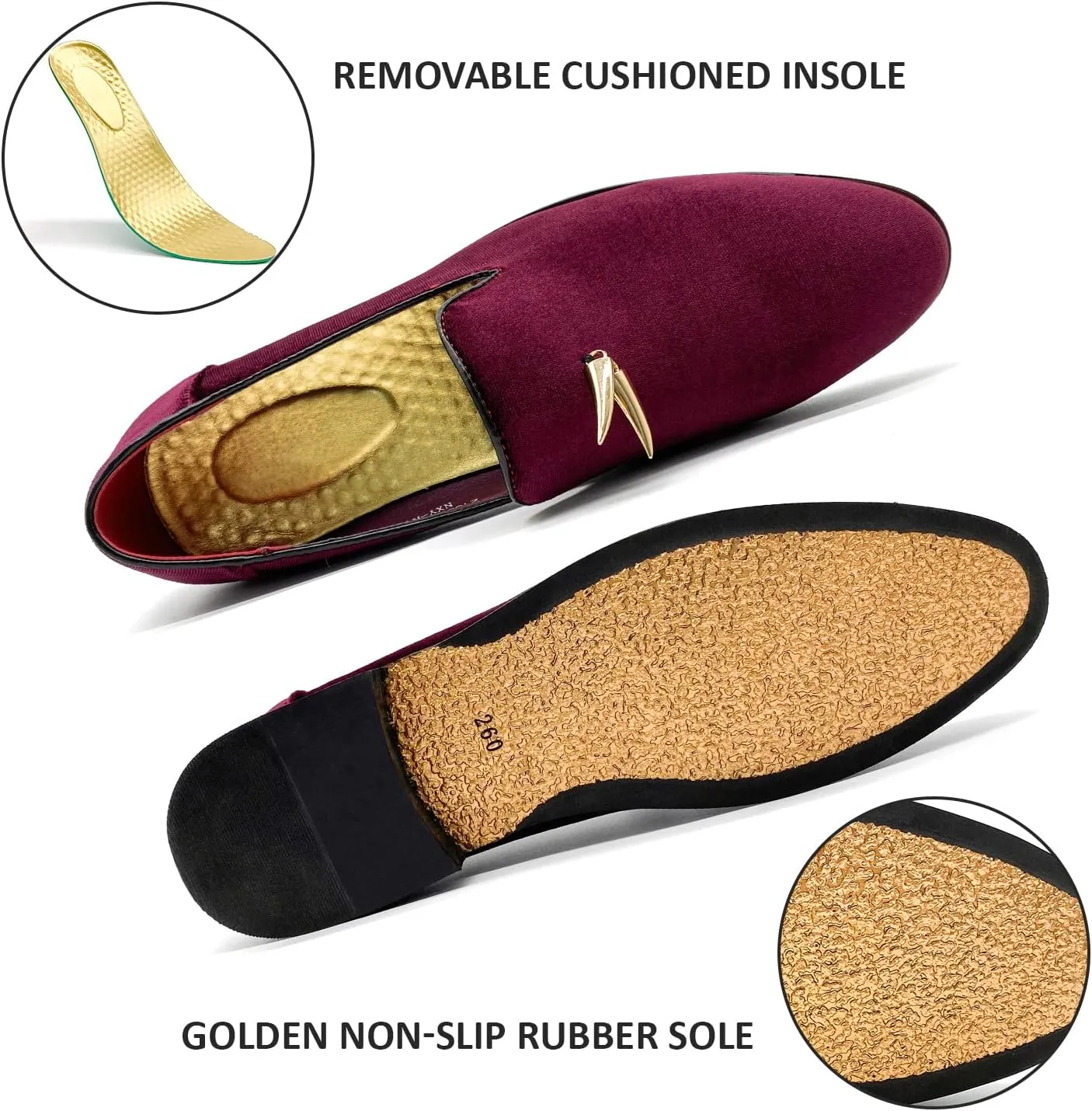 MHB Men's Penny Slip-On Velvet Loafer Suede Dress Shoes Glitter Smoking Slipper