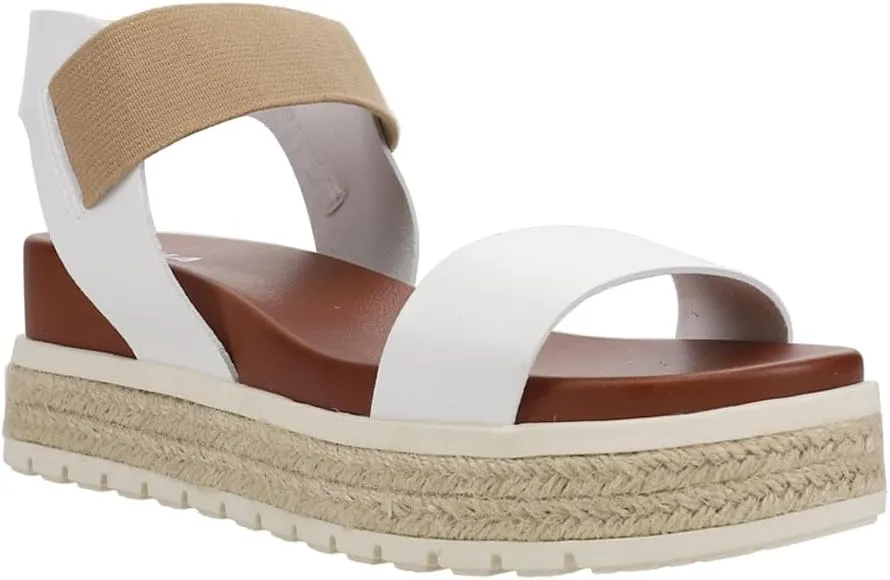 MIA Womens Kandice Espadrille Platform Casual Sandals Casual Low Heel 1-2" - White