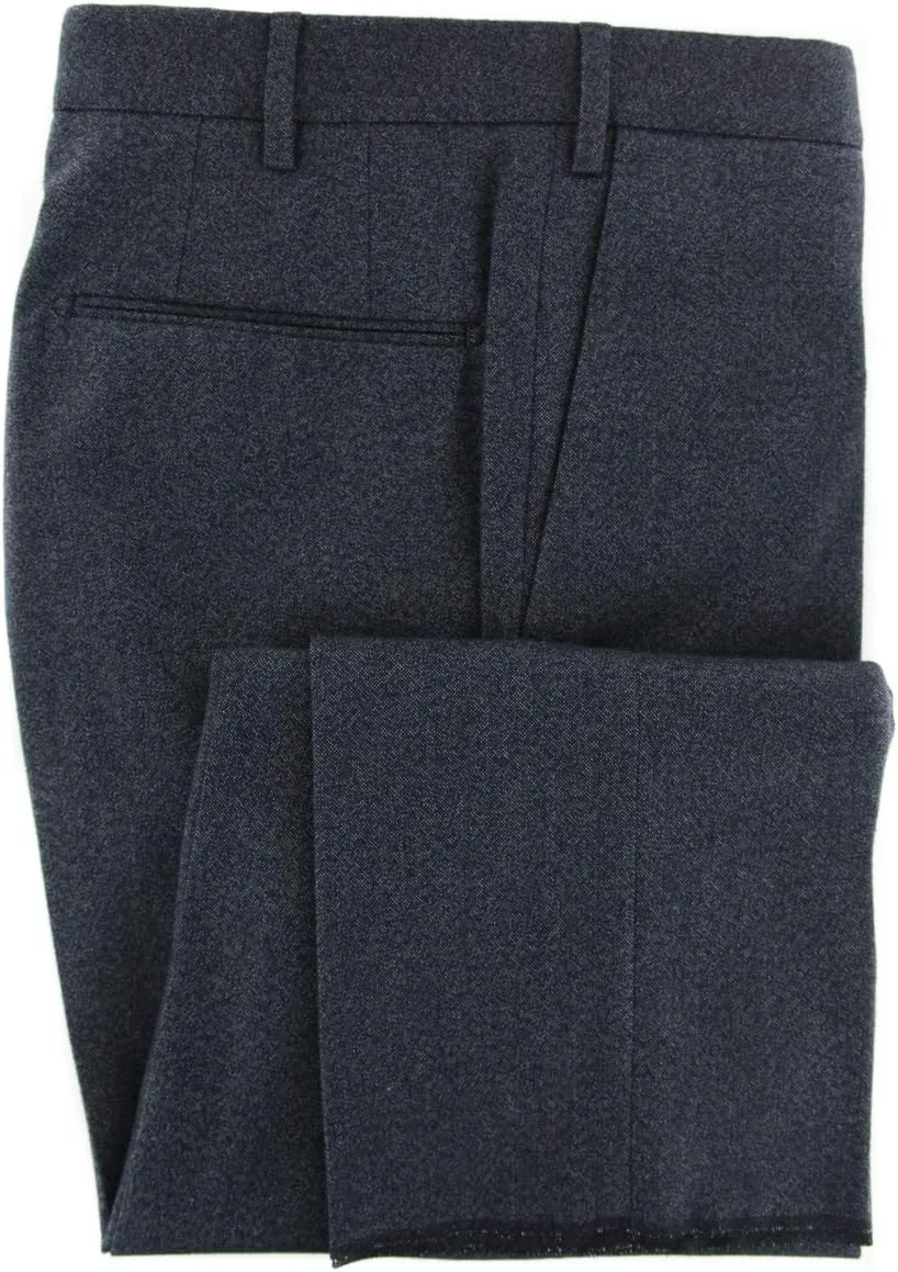 Midnight Navy Blue Melange Pants - Slim