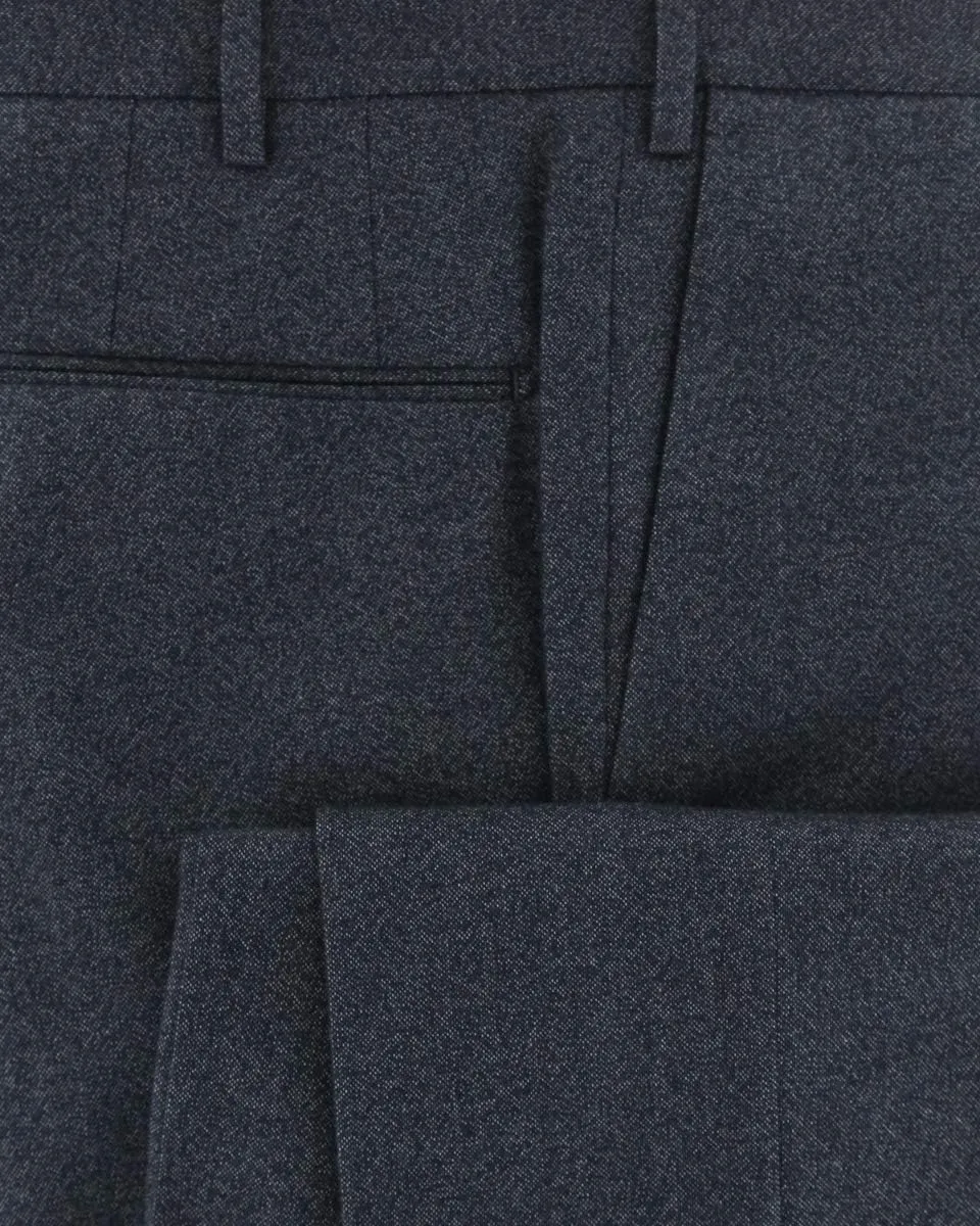 Midnight Navy Blue Melange Pants - Slim