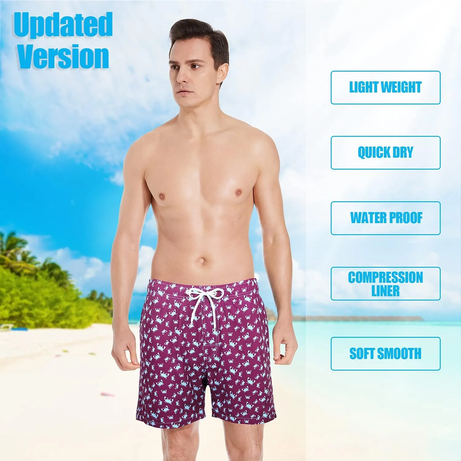 MILANKERR 5.5 inch Mens Swim Trunks with Compression Liner,Mens Bathing Suit Quick Dry Stretch Swimming Trunks