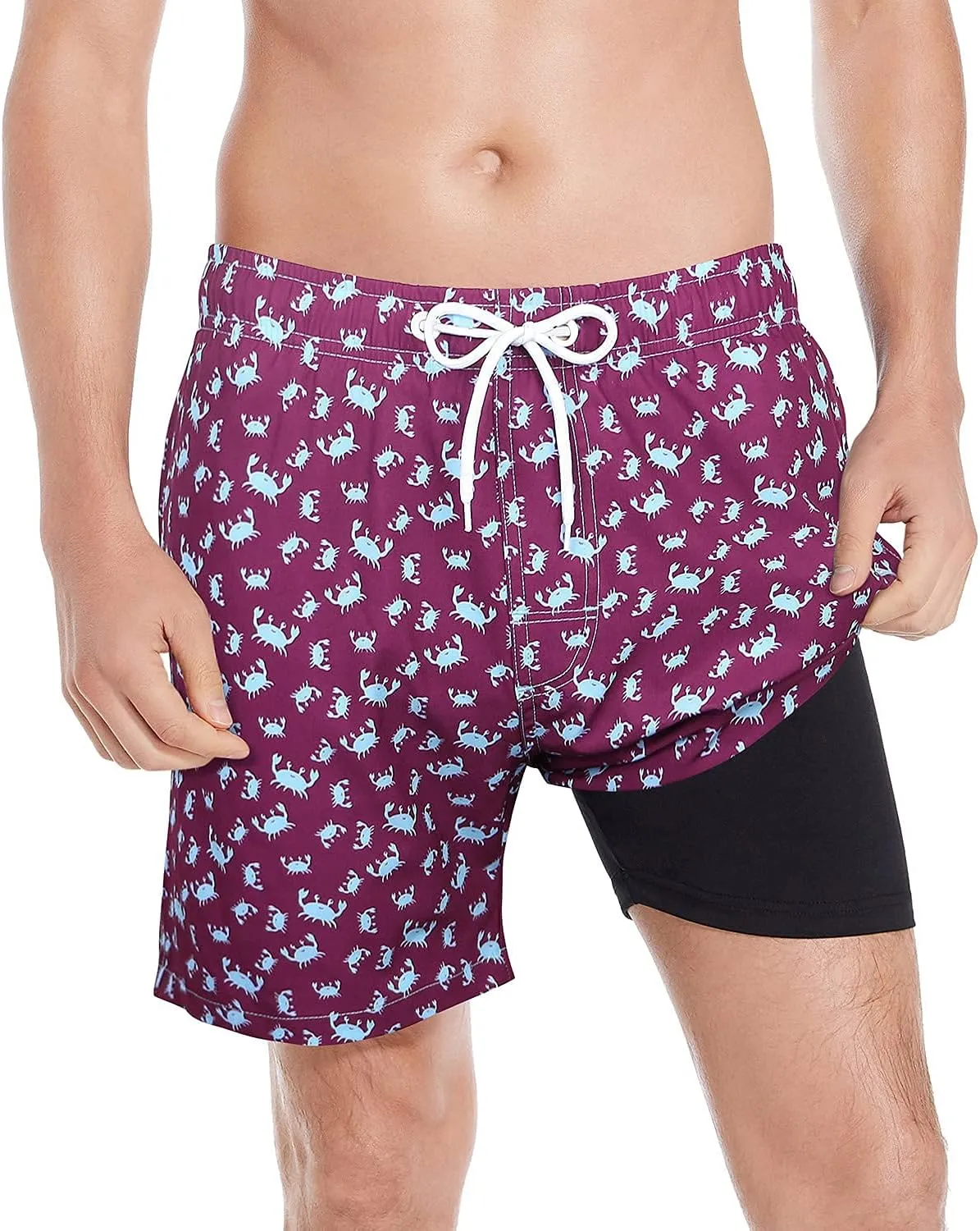 MILANKERR 5.5 inch Mens Swim Trunks with Compression Liner,Mens Bathing Suit Quick Dry Stretch Swimming Trunks