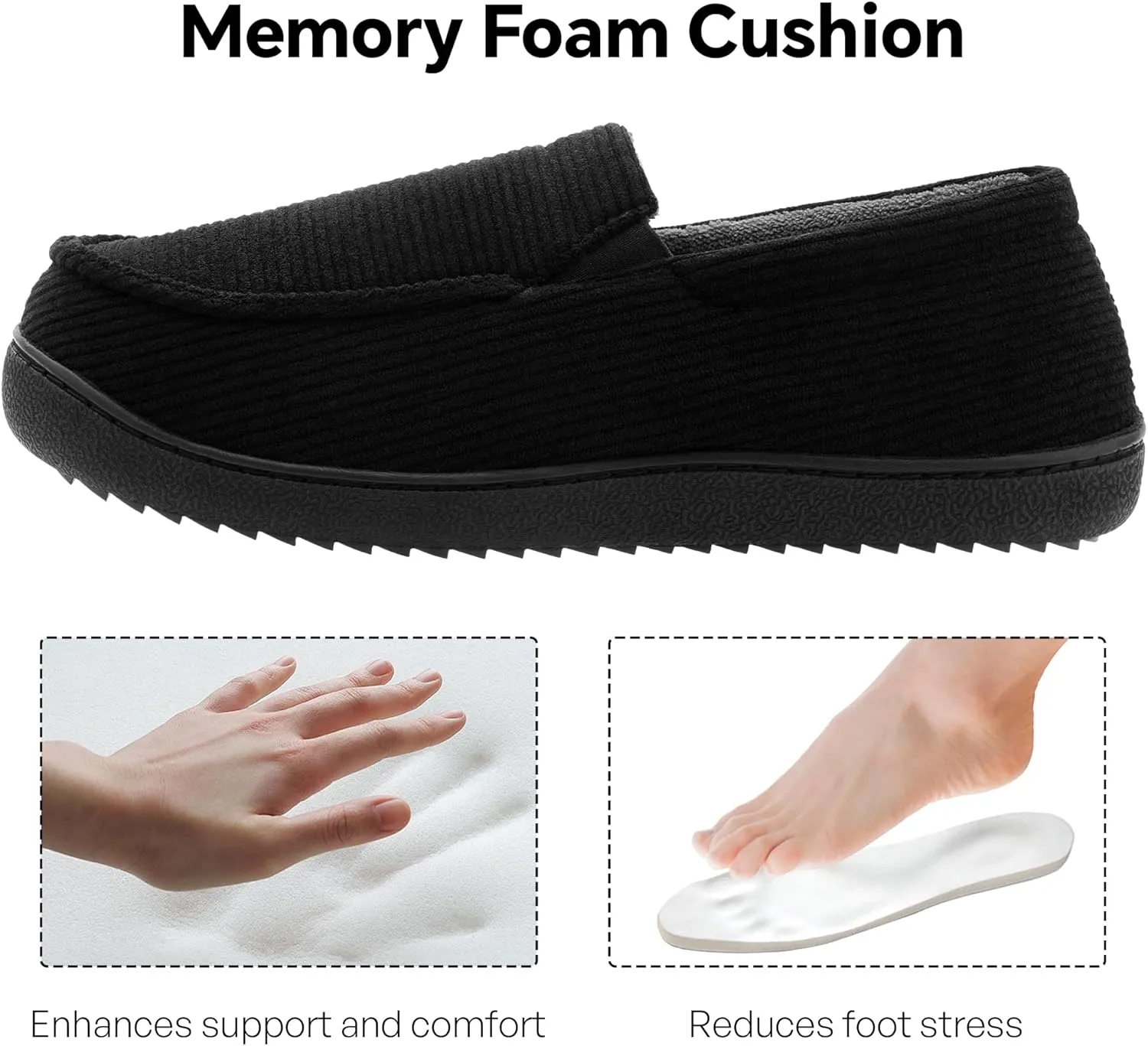 MIXIN Mens Moccasin Slippers Memory Foam House Shoes, Indoor/Outdoor Warm Loafer Slippers Birthday Gifts for Men Dad Husband