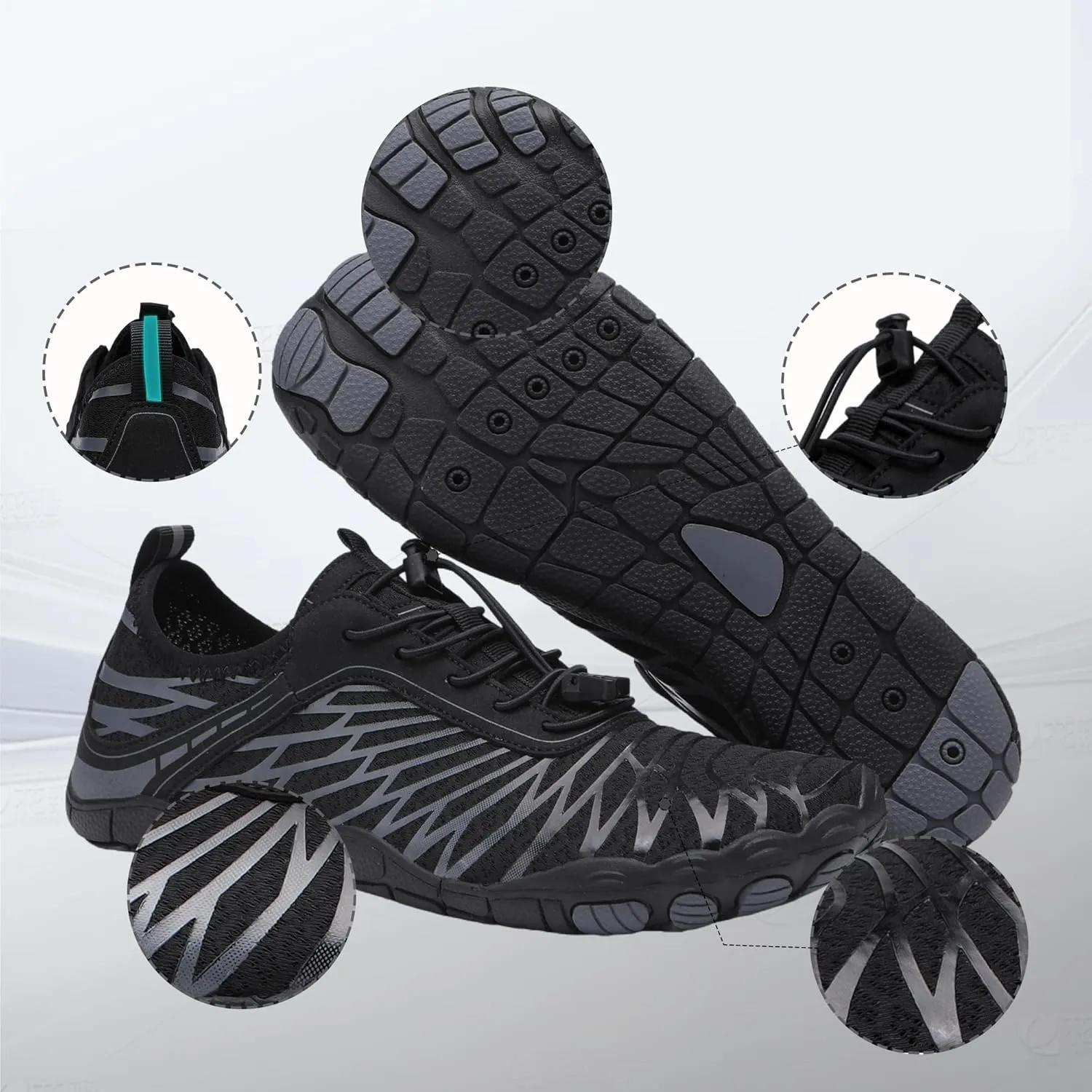 MOCHINI Hike Barefoot Shoes Grounded Footwear for Womens Men Non-Slip Wide Toe Neuropathy Beach Pool Aqua Swimming Surf Hiking Walking Quick Dry Water Shoes