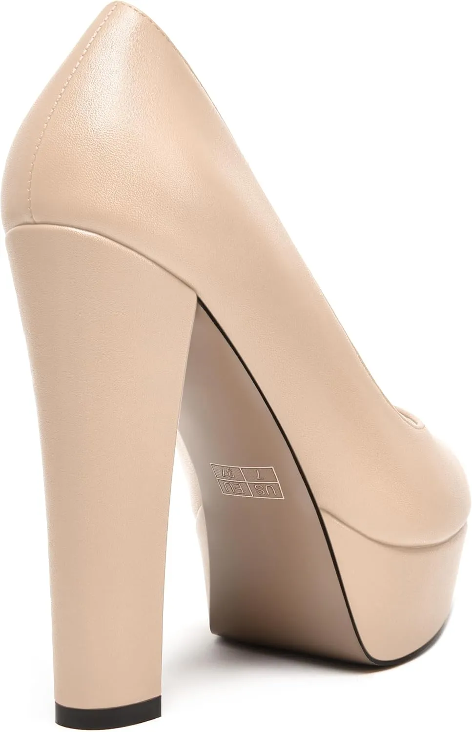MODENCOCO Womens Fashion Platform Slip On Sexy Matte Evening Peep Toe Block High Heel Pumps Shoes 5 Inch