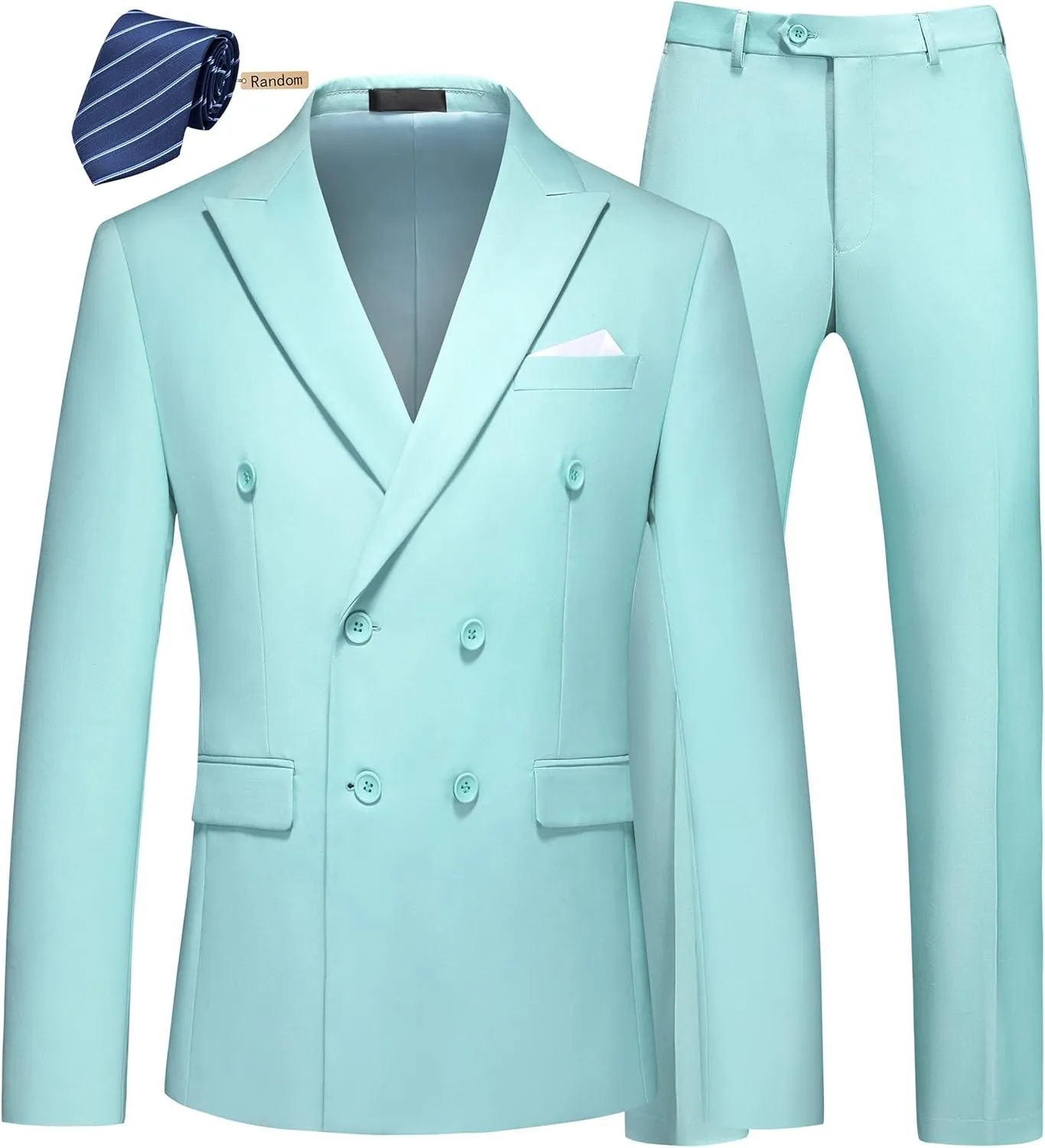MOGU Mens 2 Piece Double Breasted Suit Slim Fit Tuxedo Blazer and Pants for Wedding Prom Homecoming