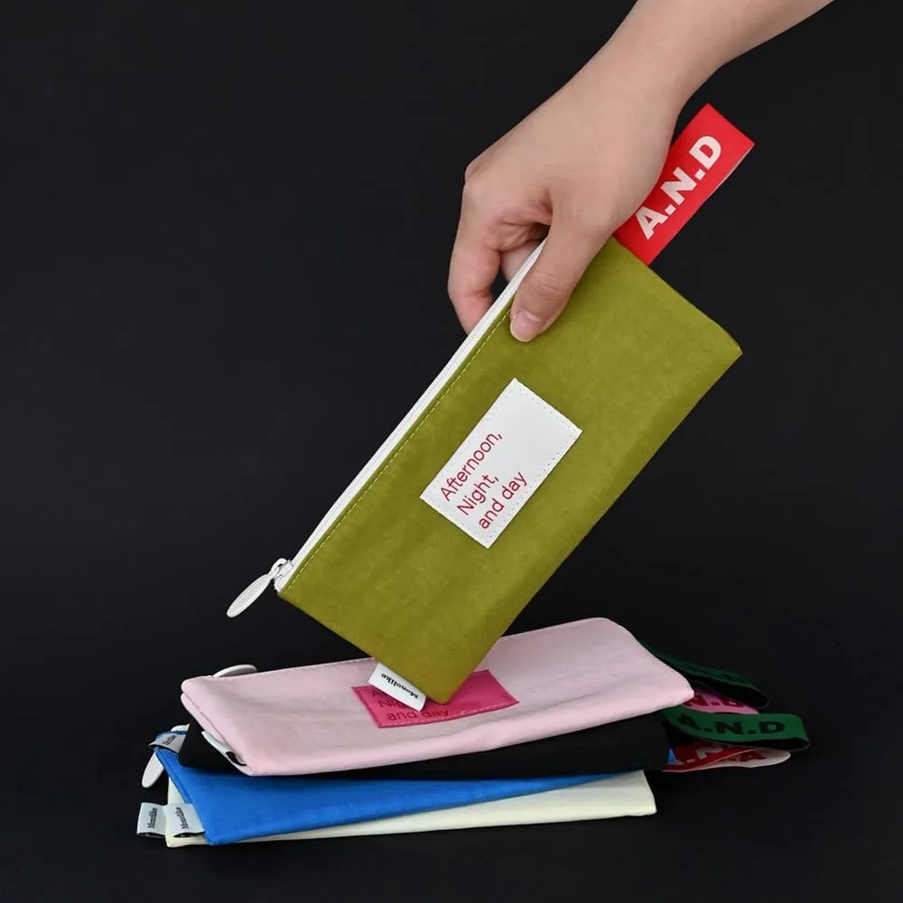 Monolike Afternoon Night and Day flat pen case, Green - Pencil Pouch, Portable Pencil Bag, Pencil Case, Office Pouch case
