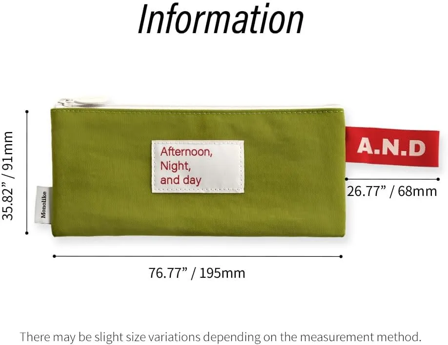 Monolike Afternoon Night and Day flat pen case, Green - Pencil Pouch, Portable Pencil Bag, Pencil Case, Office Pouch case