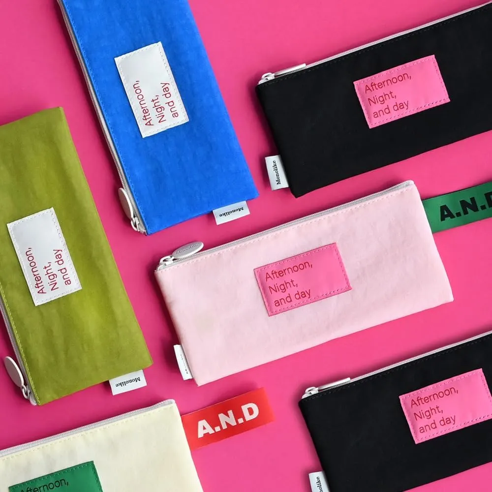 Monolike Afternoon Night and Day flat pen case, Green - Pencil Pouch, Portable Pencil Bag, Pencil Case, Office Pouch case