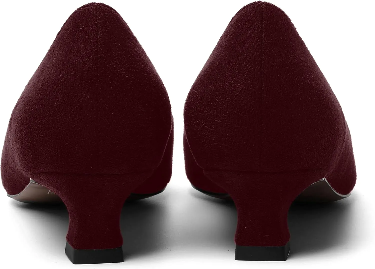 MOVINSTEPS Womens Suede Solid Pointed Toe Slip On Dress Wedding Kitten Low Heel Pumps Shoes 1.5 Inch