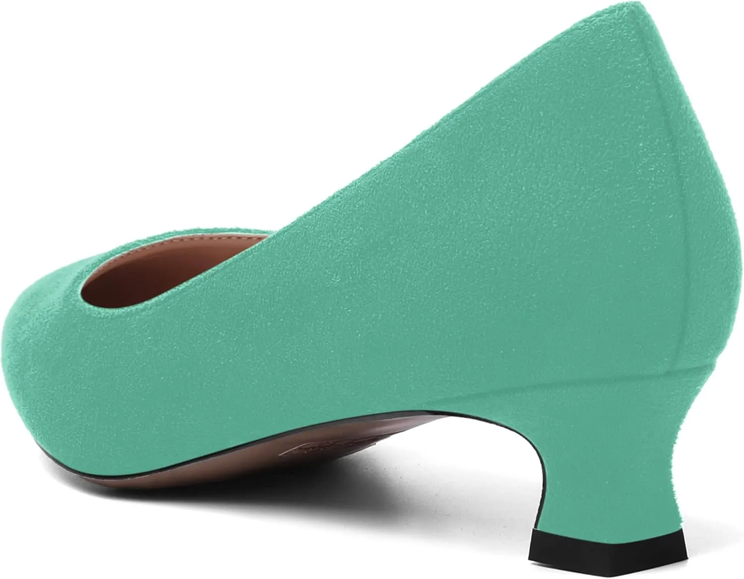 MOVINSTEPS Womens Suede Solid Pointed Toe Slip On Dress Wedding Kitten Low Heel Pumps Shoes 1.5 Inch