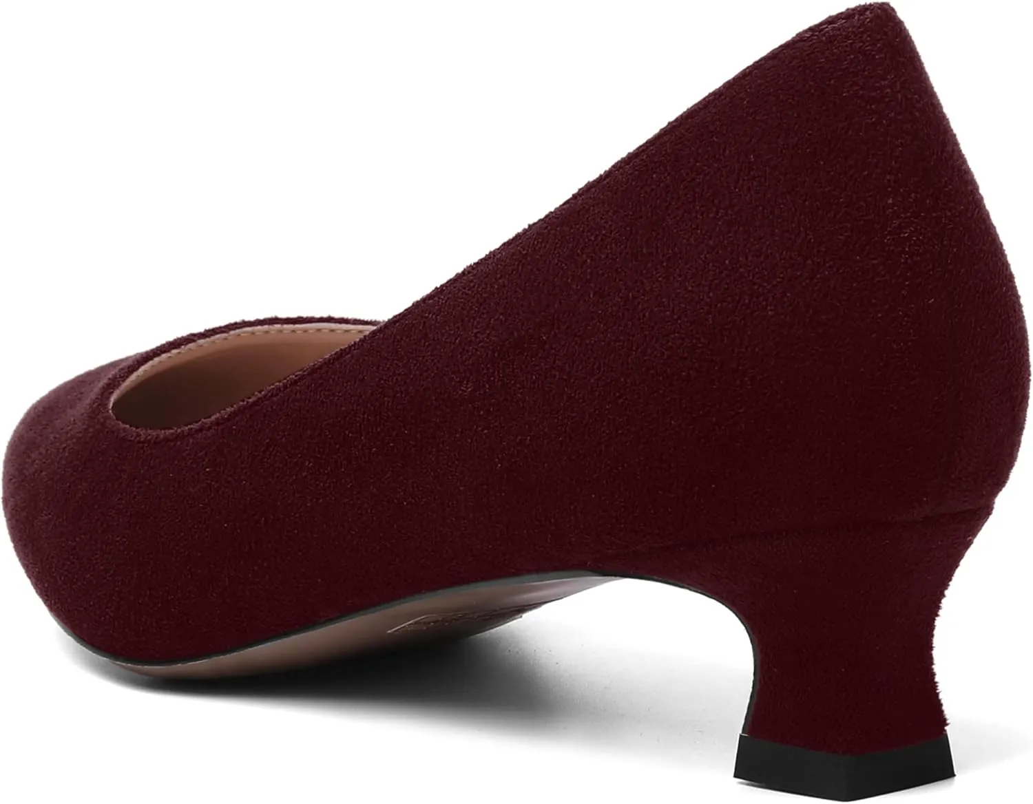 MOVINSTEPS Womens Suede Solid Pointed Toe Slip On Dress Wedding Kitten Low Heel Pumps Shoes 1.5 Inch