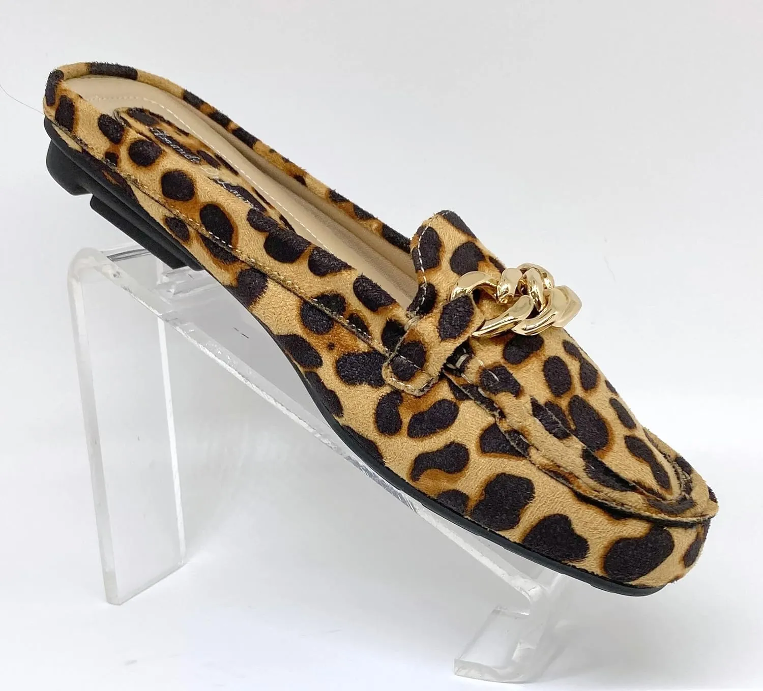 Mules for Women Flats Backless Comfortable Slip On Gold Chain/Emma