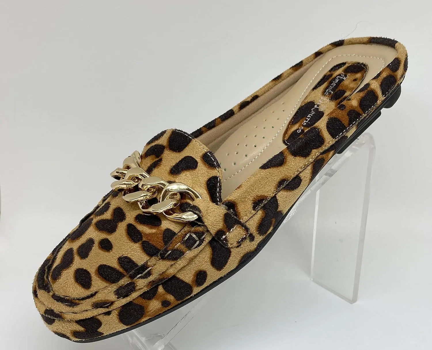 Mules for Women Flats Backless Comfortable Slip On Gold Chain/Emma