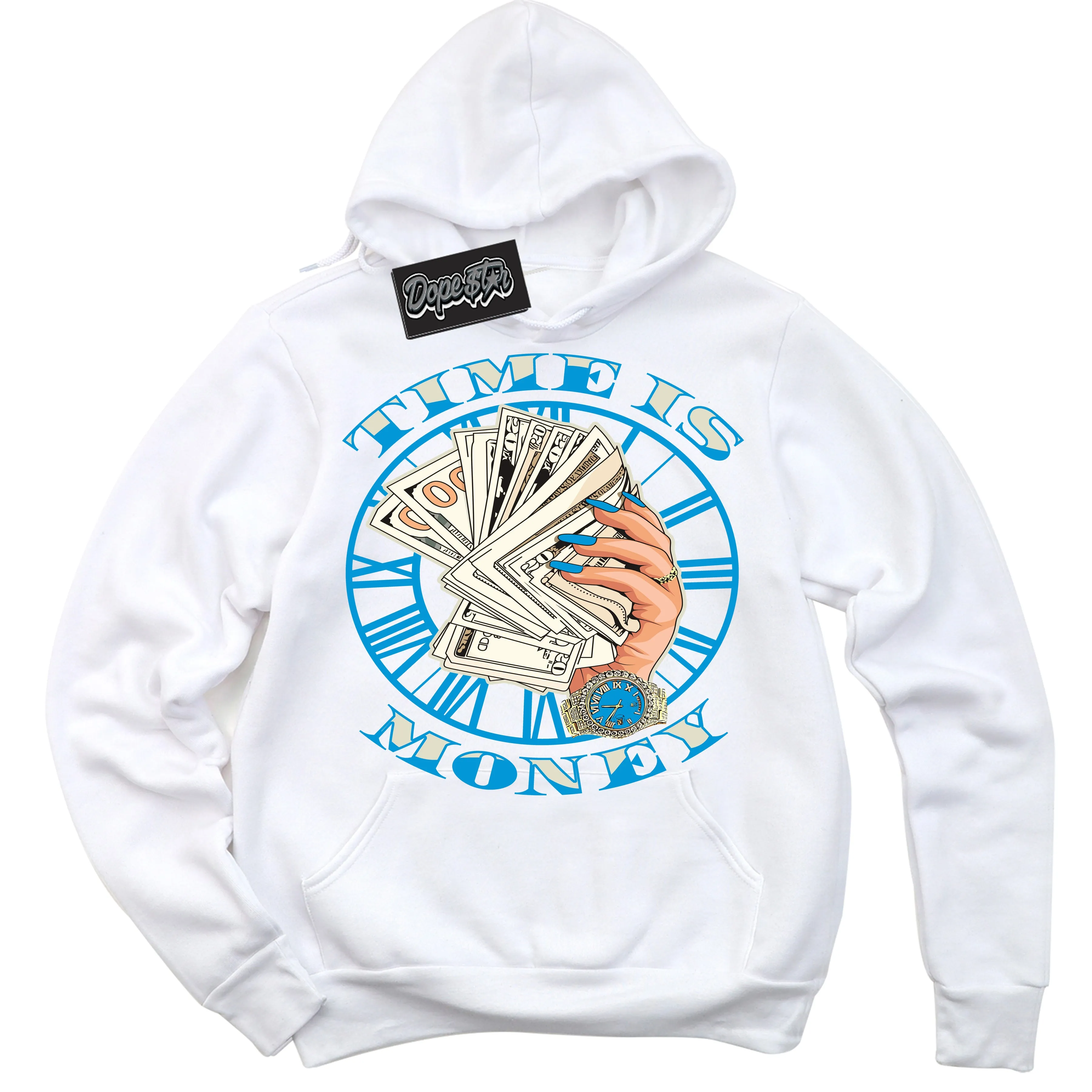 Next Nature Light Khaki Star Blue Dunk Sneaker Hoodie Time Is Money Graphic