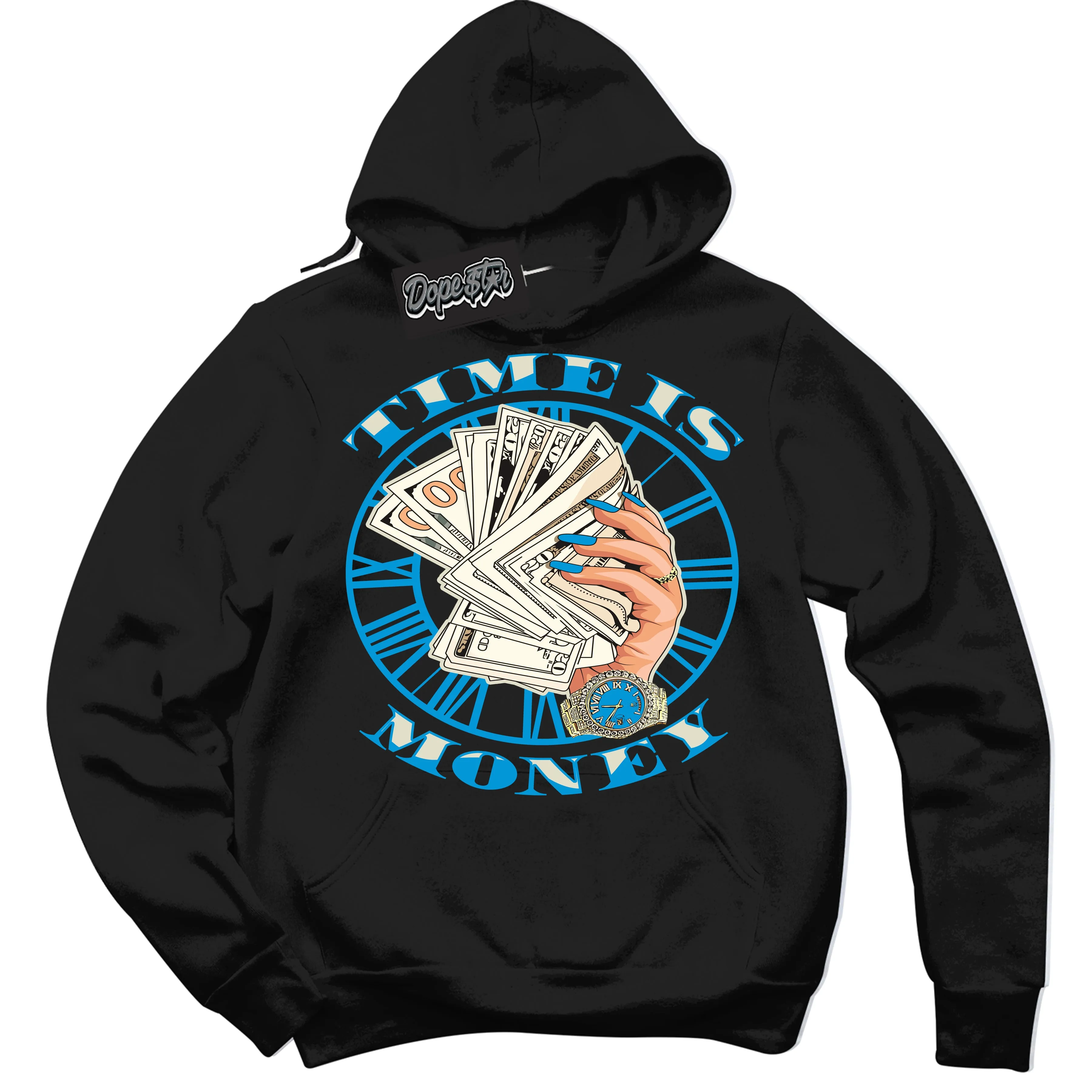 Next Nature Light Khaki Star Blue Dunk Sneaker Hoodie Time Is Money Graphic