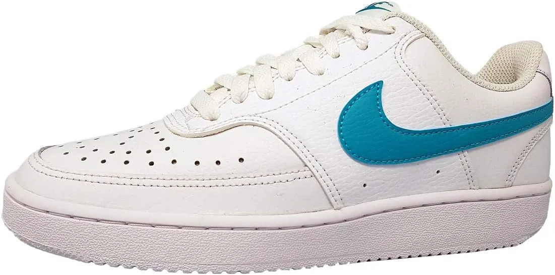 Nike Women's Court Vision Low Sneaker, White/Oracle Aqua-White, 5